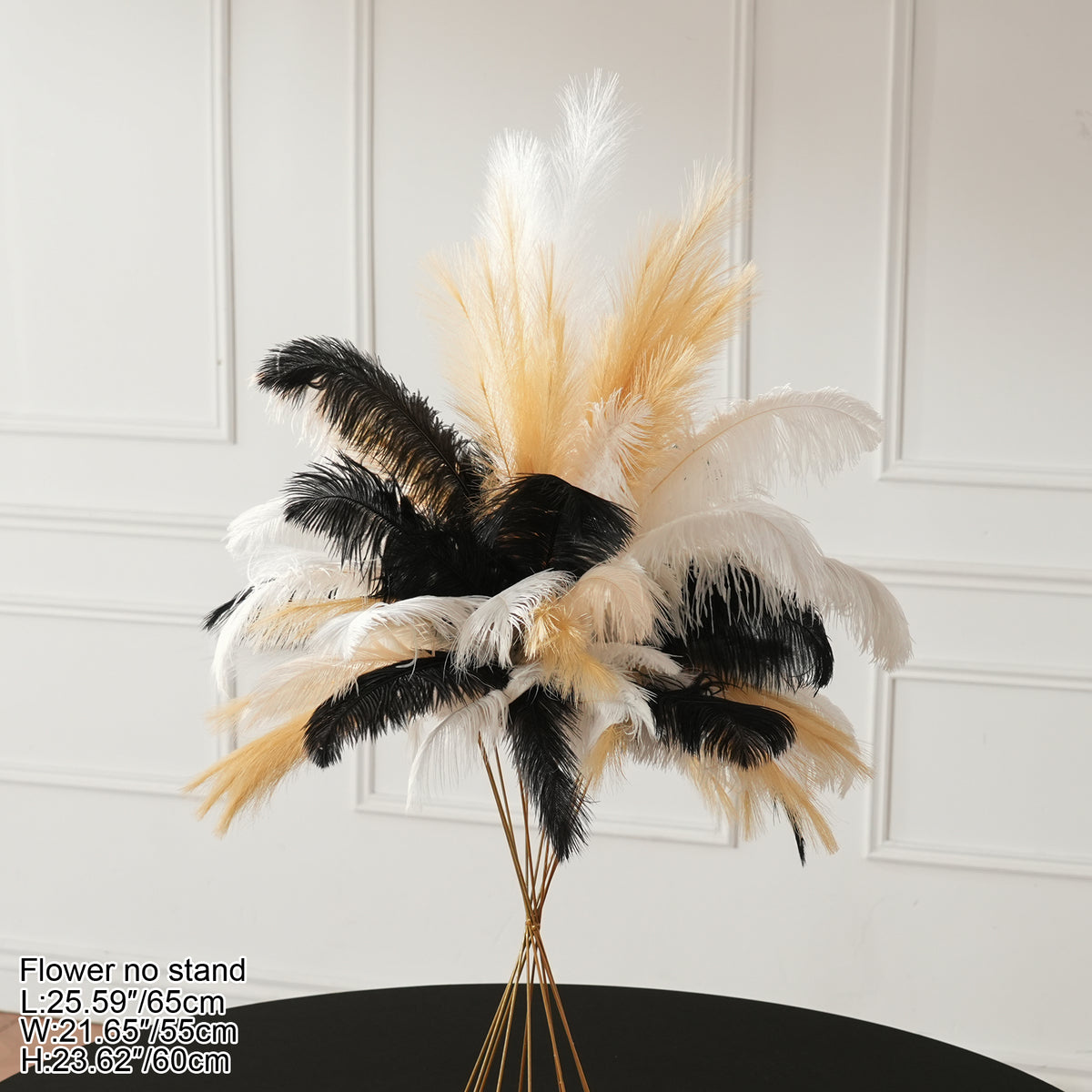 ostrich feather arrangement for formal party table decor