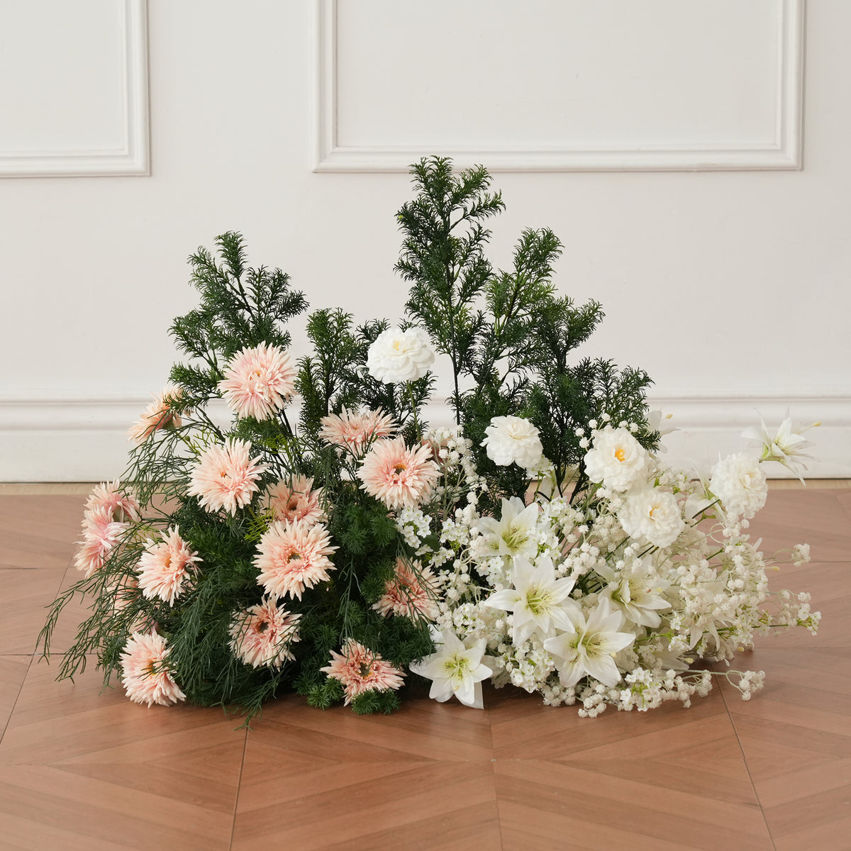 Multiple sizes display for wedding hanging and floor flower set