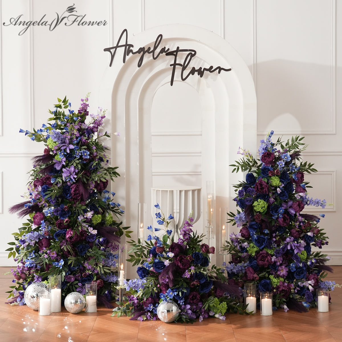navy_purple_wedding_floral_arrangement_set