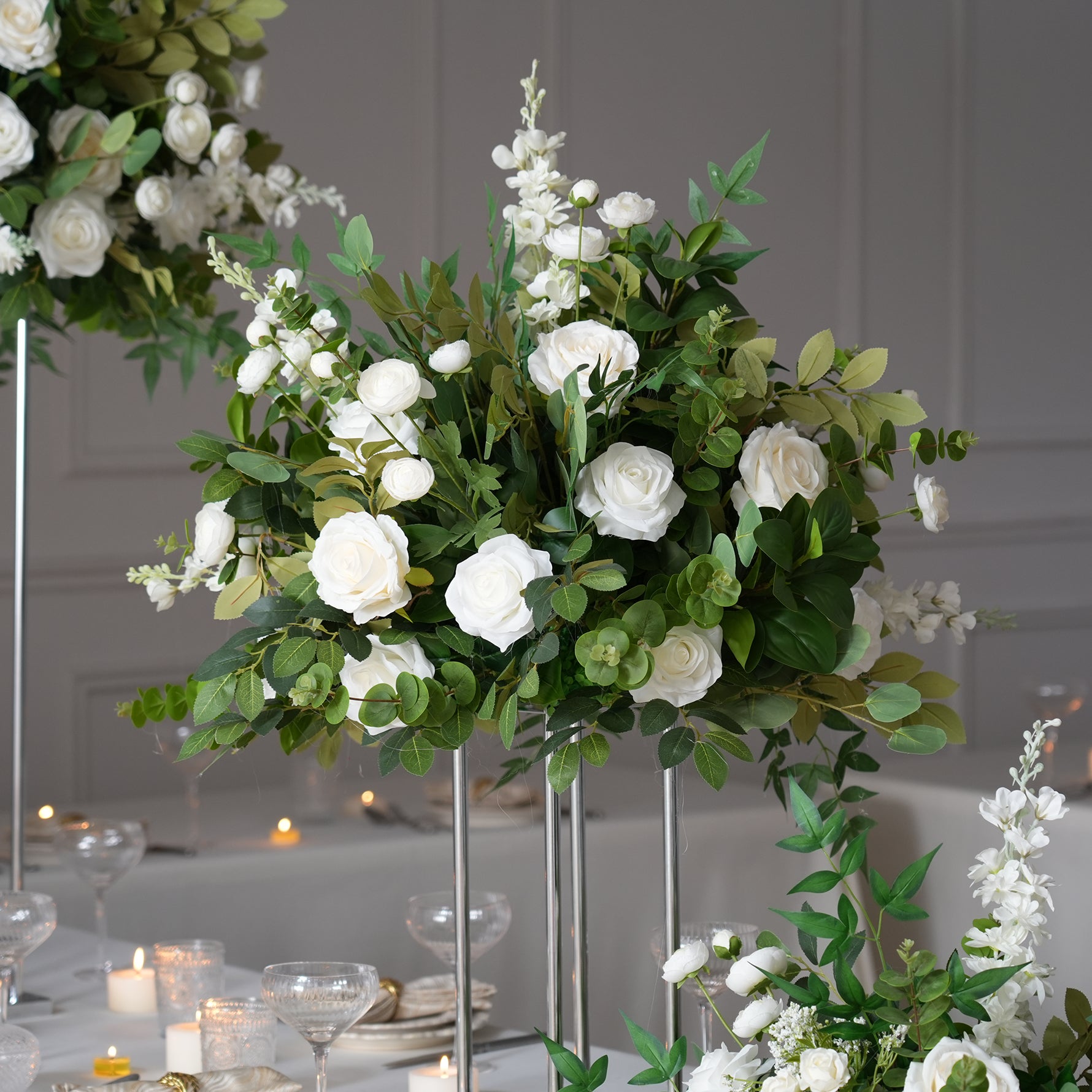 rose and eucalyptus table decor