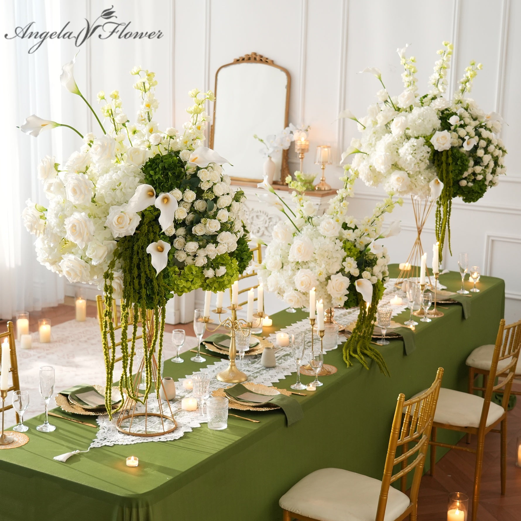 White Rose Wedding Table Flower Arrangement