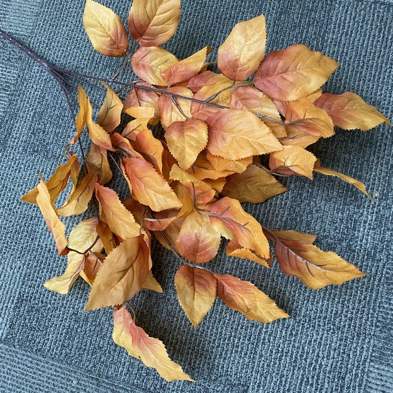orange_artificial_leaf_bouquet_rustic_style