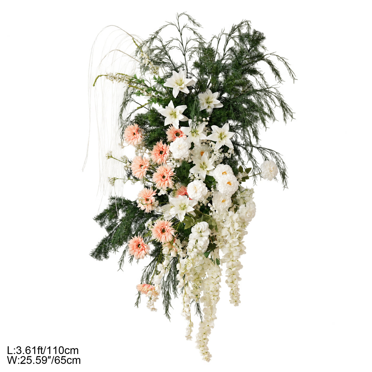 Extra large corner hanging flower swag for wedding stage backdrop