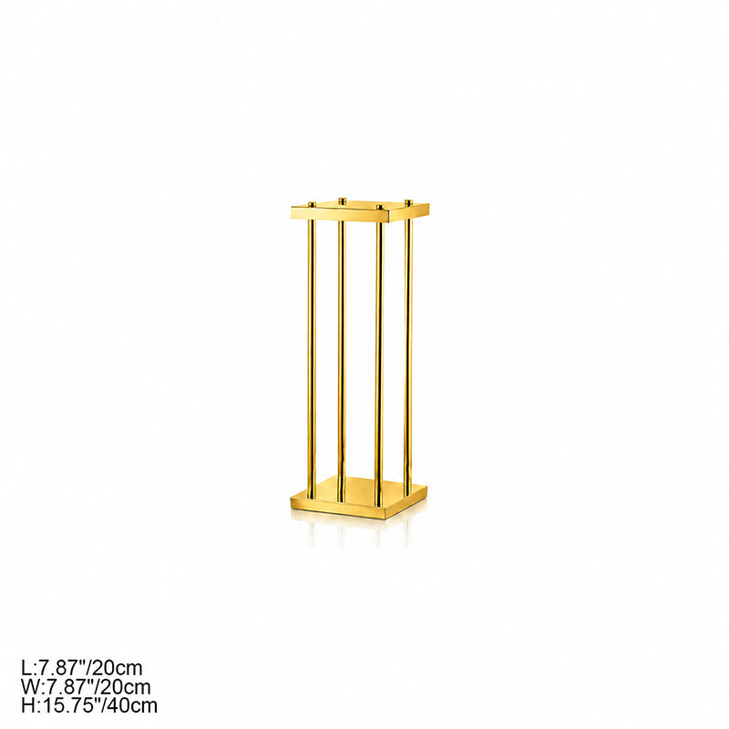 Square flat base metal pillar flower riser with four vertical polished rods