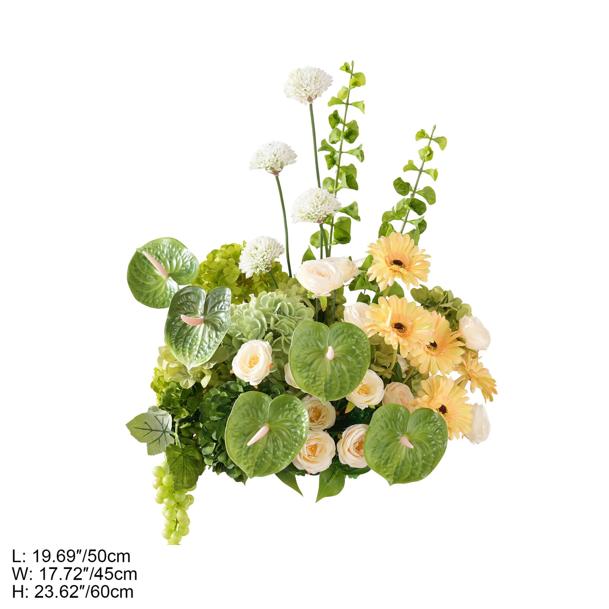 Colorful table flowers placed on white linen tablecloth