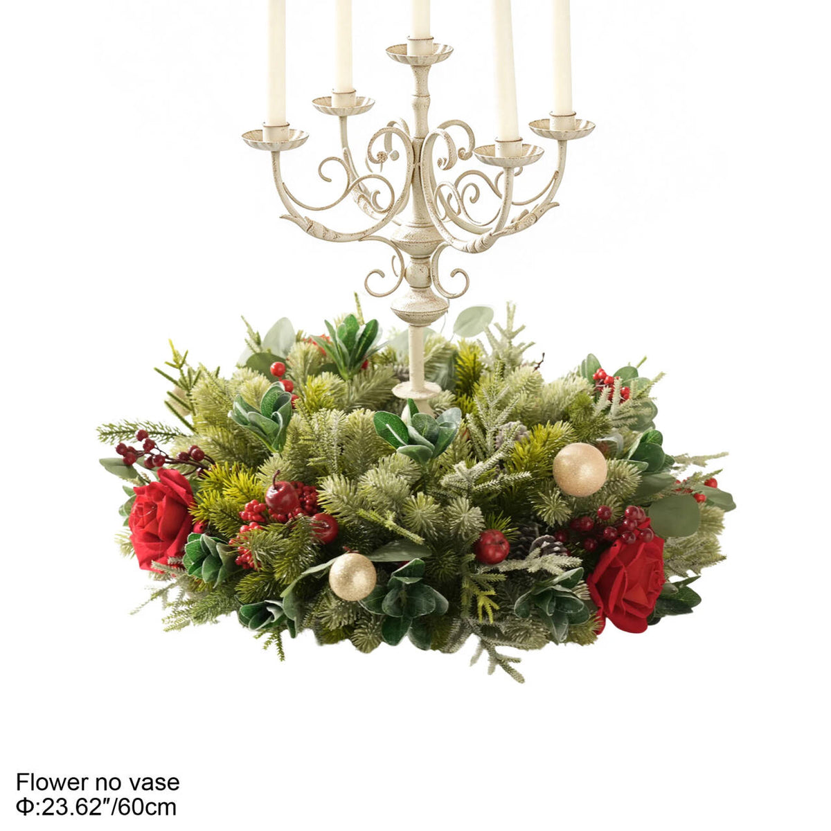 Complete holiday hoop arch kit includes artificial flowers and flexible metal arch stand