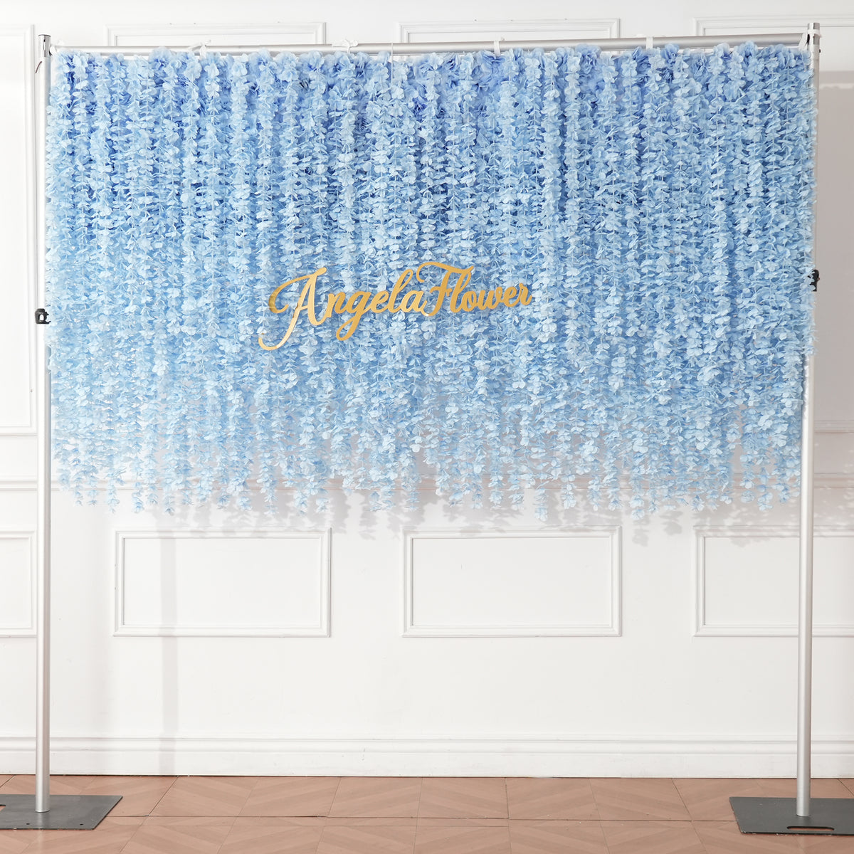 Wisteria floral drape for wedding stage and photo‑op background