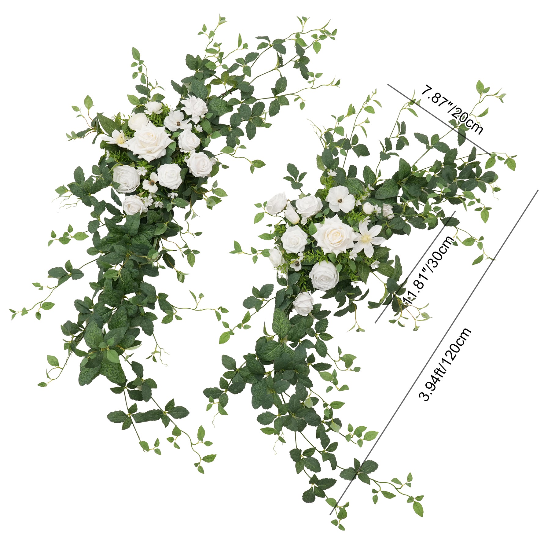 bulk‑faux‑white‑green‑floral‑swags‑wedding‑supplies