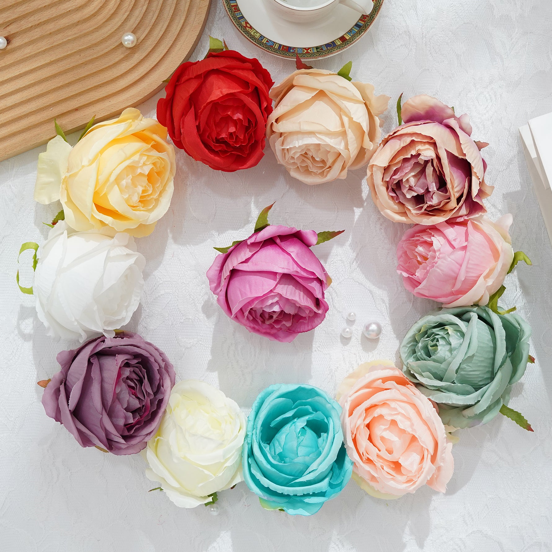 artificial white rose wedding flower