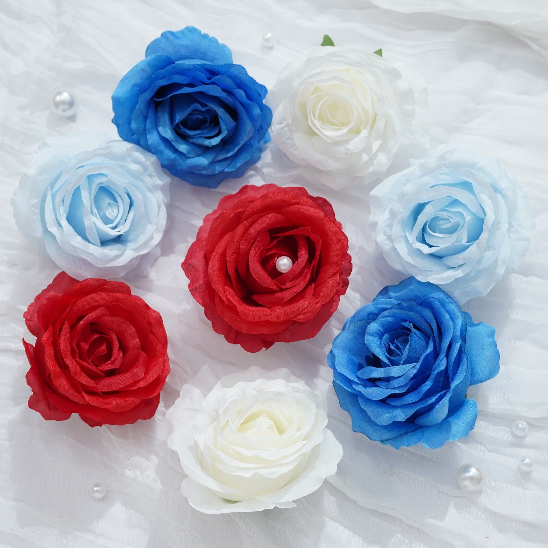 Artificial roses without stems for wedding centerpiece design