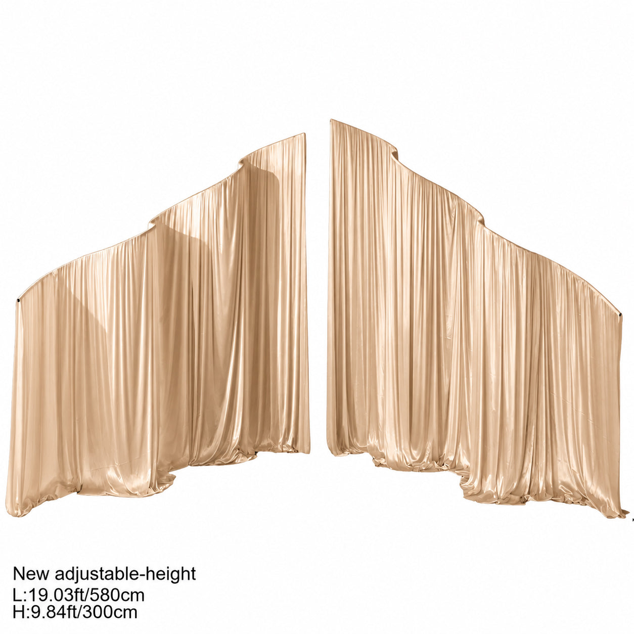 Satin fabric drape for adjustable wedding arch frame, romantic neutral tone event decor