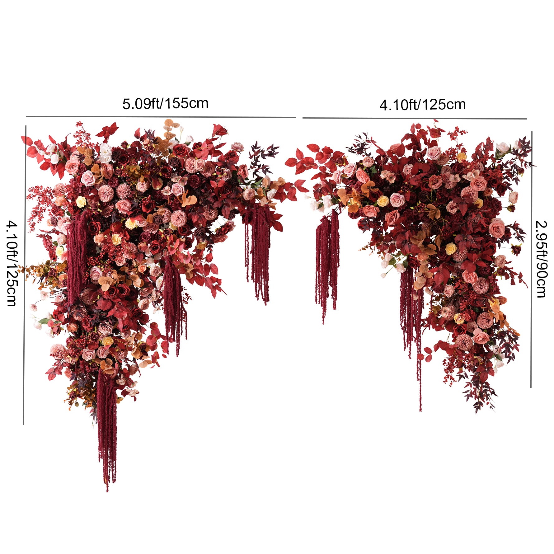 pre‑made burgundy wedding arch flower swag