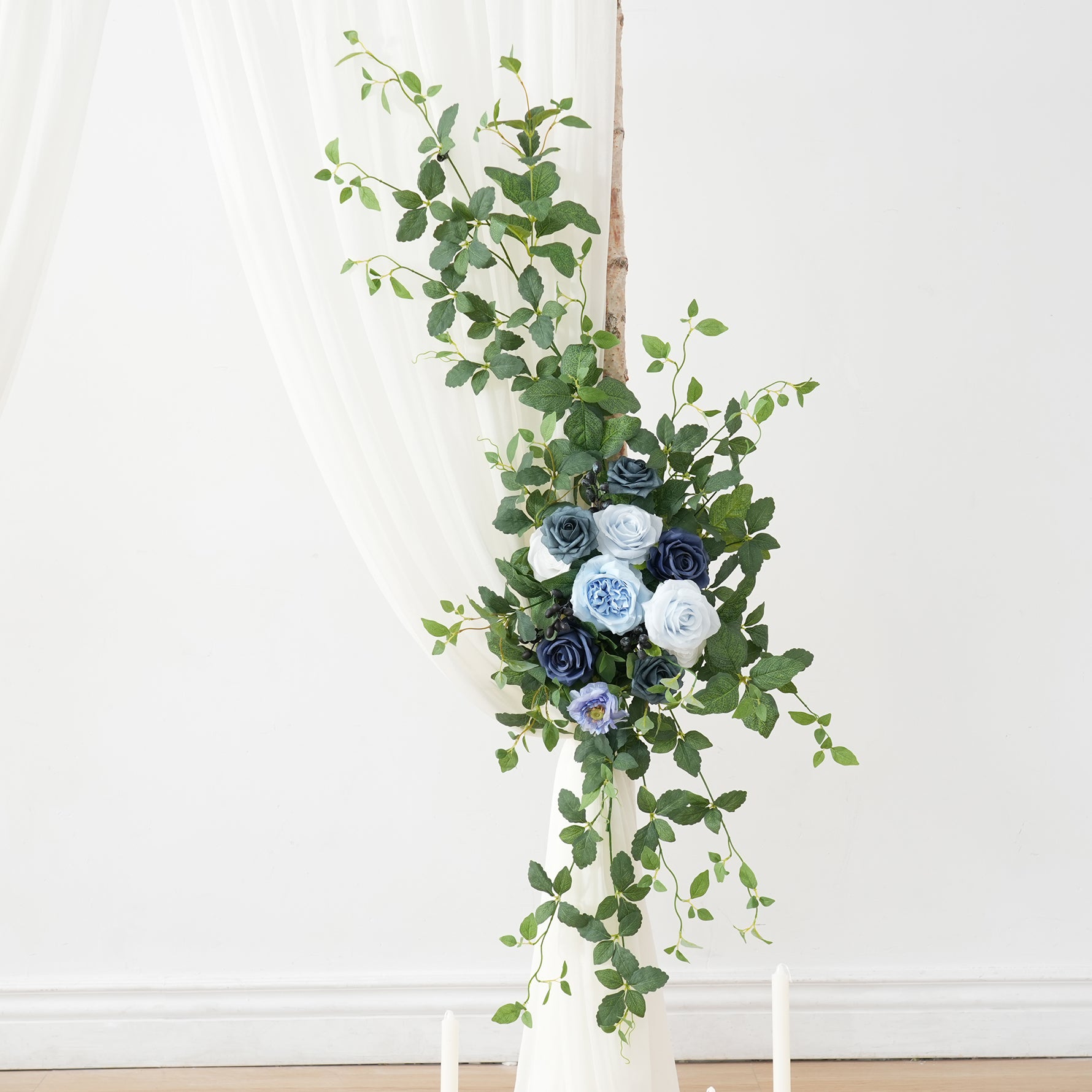 Blue rose eucalyptus wedding arch floral