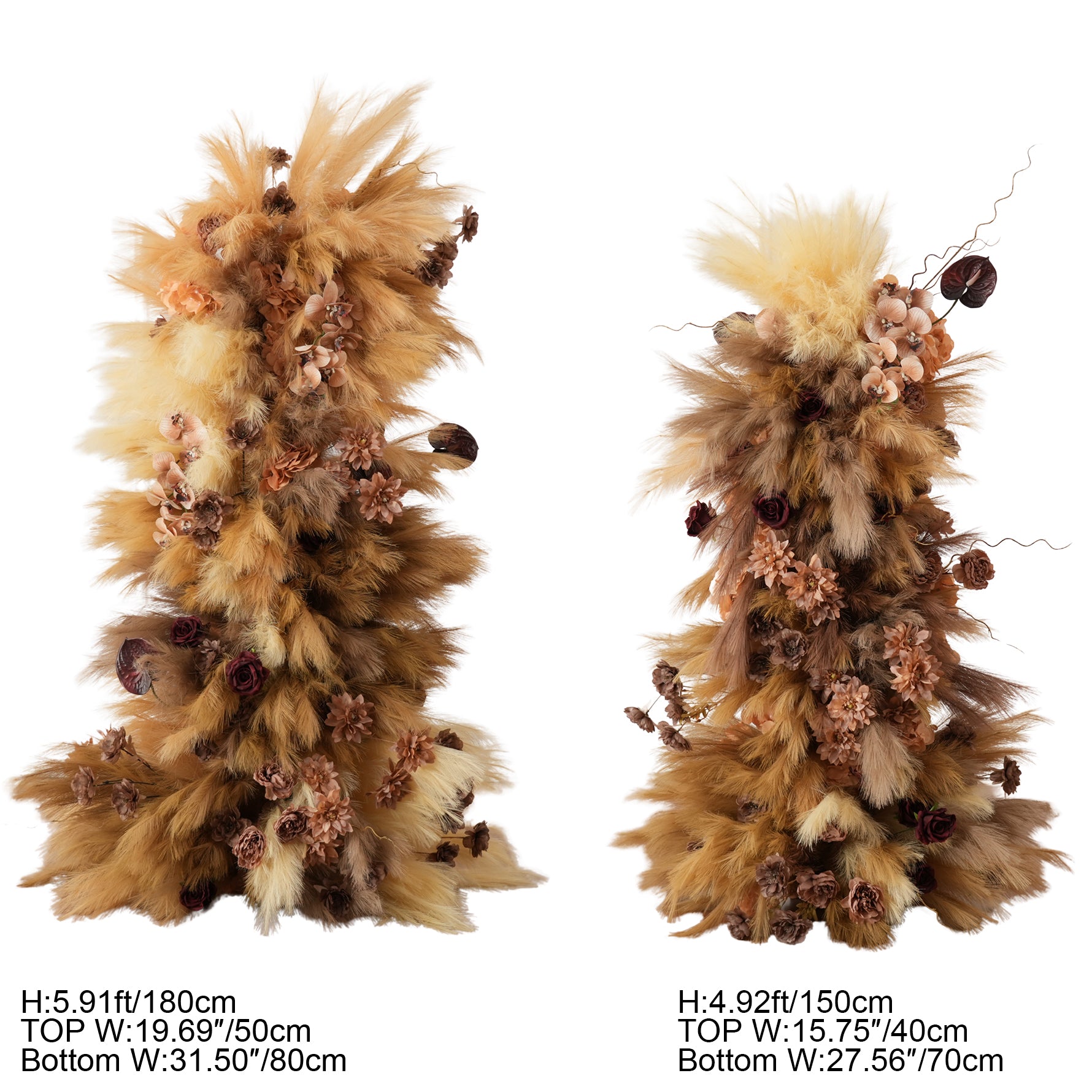 Artificial pampas pillar for wedding photo backdrop
