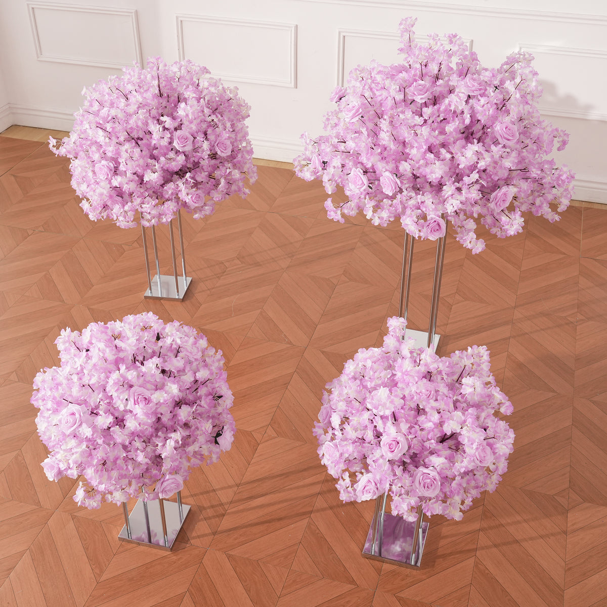 Purple floral sphere on gold base