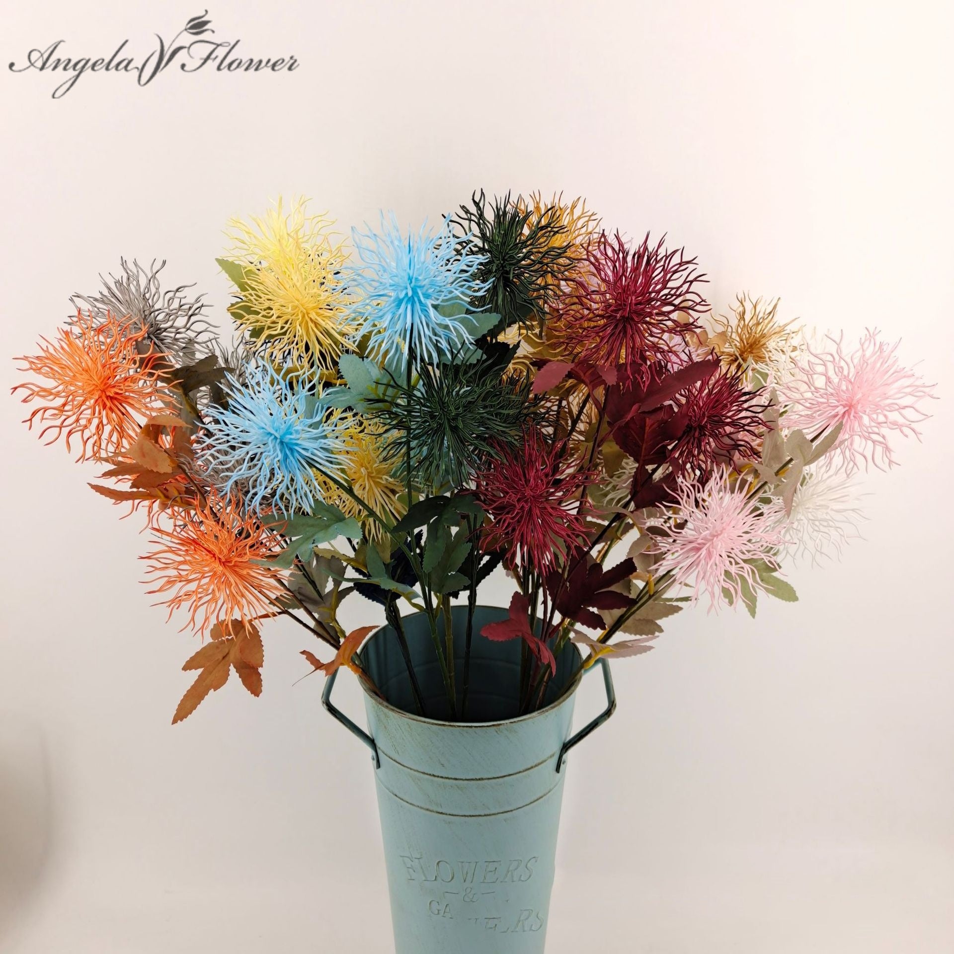 Green Artificial Sea Holly Spray For Wedding Florals