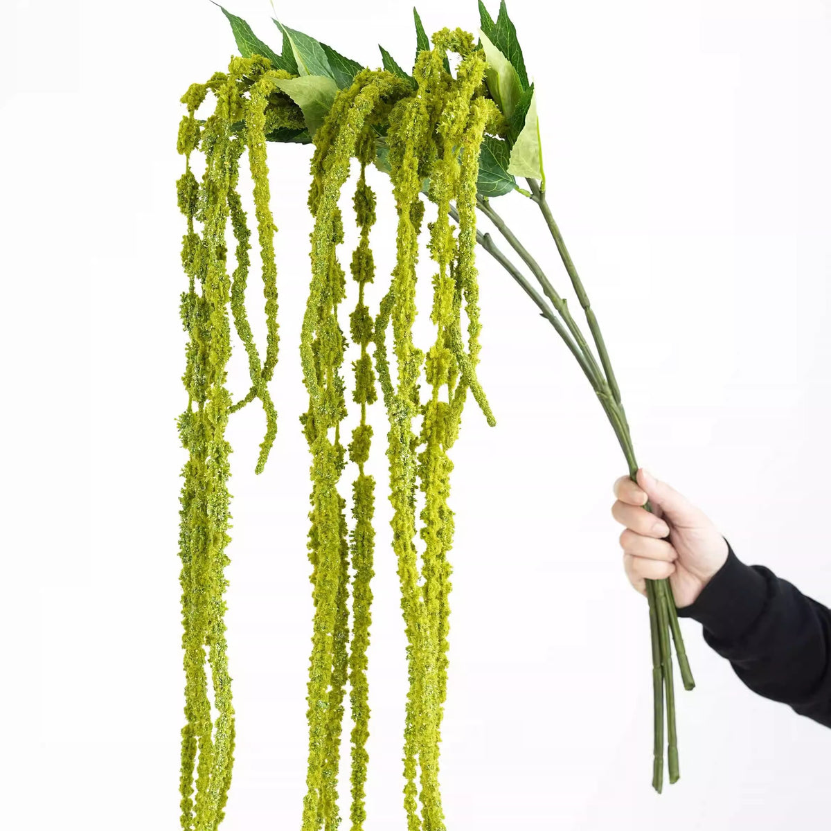 green artificial tassel flower floral arrangement