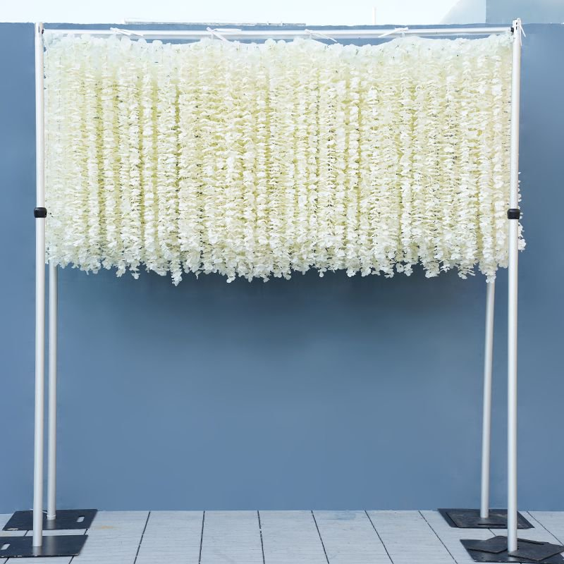 Hanging wisteria flower curtain for event photo‑booth background