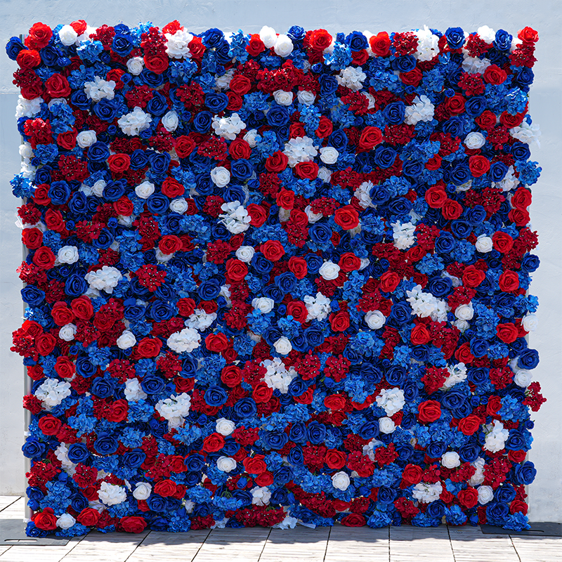Square large rose floral wall for outdoor holiday venue styling