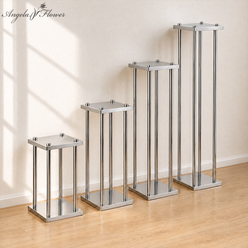metal pillar risers for wedding and event floral centerpieces