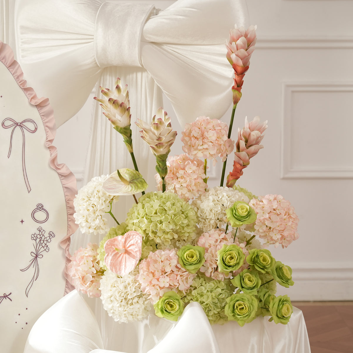 artificial ground floral for wedding aisle and entry decor