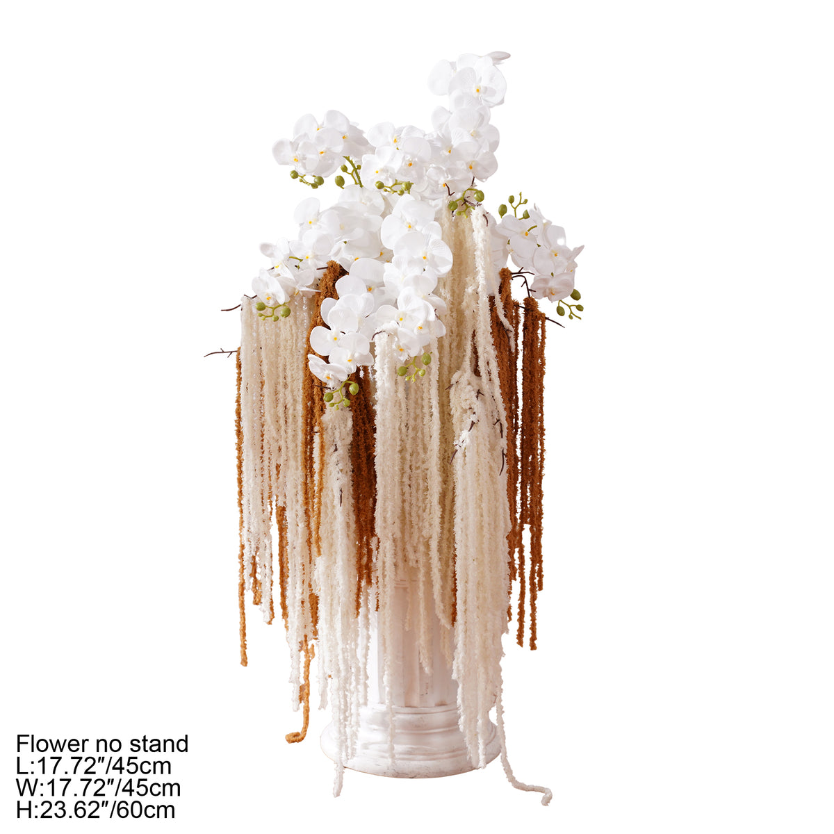 Faux white moth orchid floral pieces for wedding aisle and reception table decor