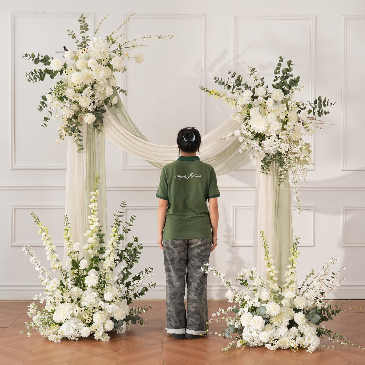 white delphinium stem arrangement for wedding floral design