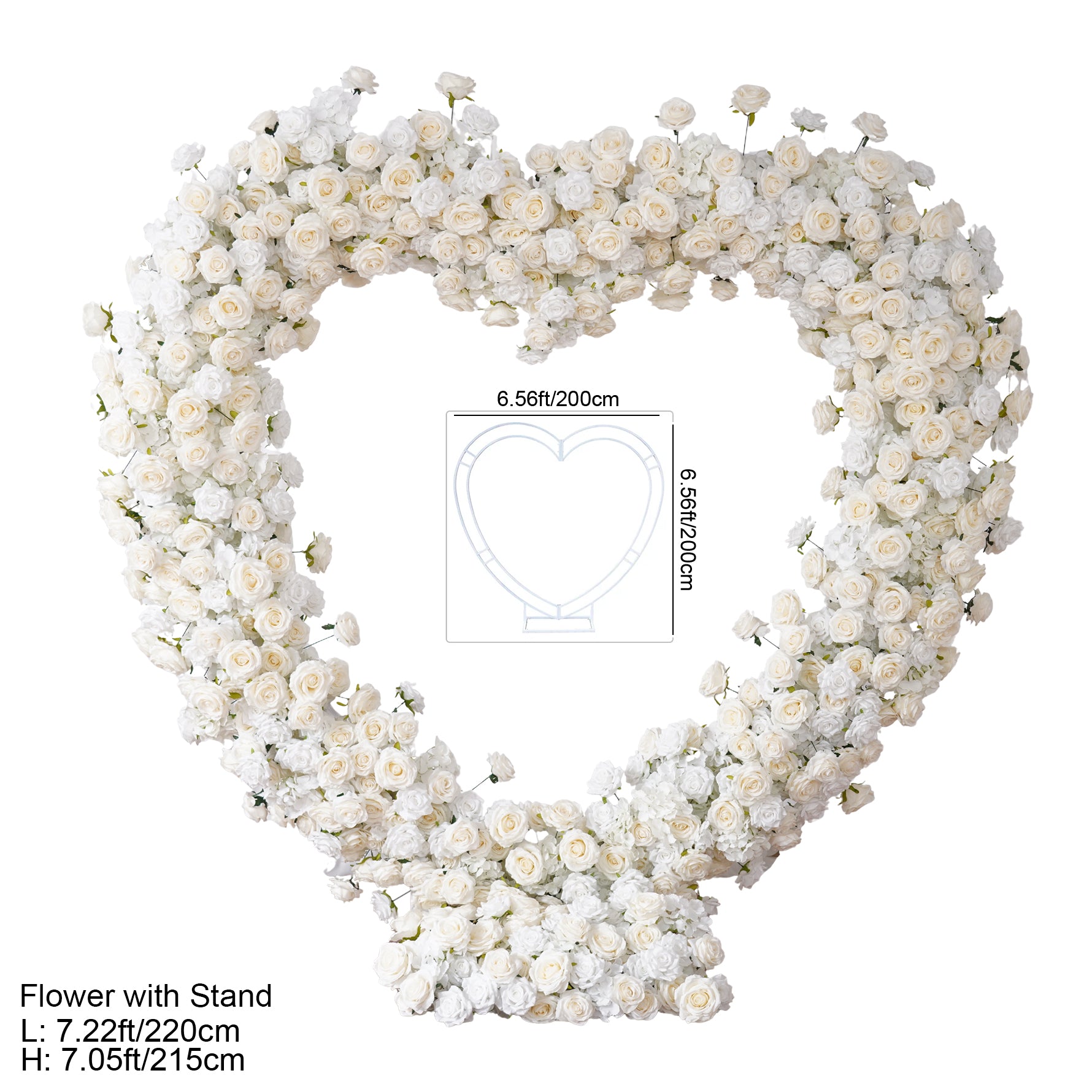 White Rose Heart Shaped Wedding Arch Backdrop