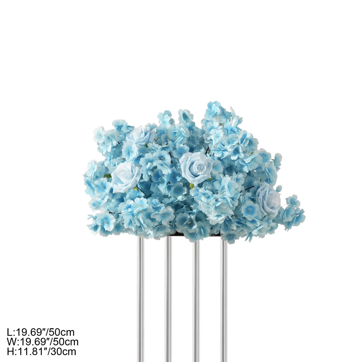 Sky blue silk flower ball centerpiece for romantic setting