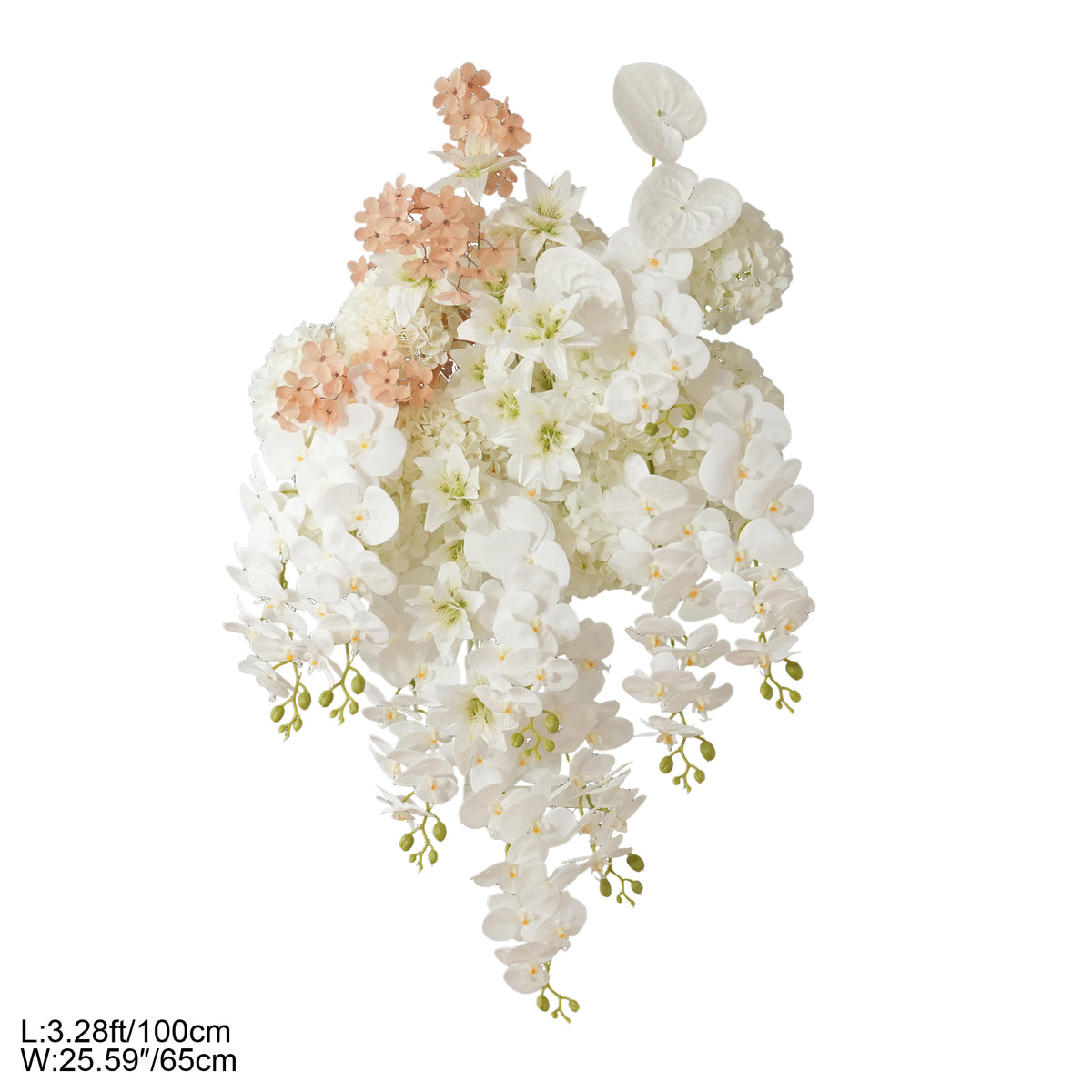 Outdoor wedding entrance floral swags champagne white