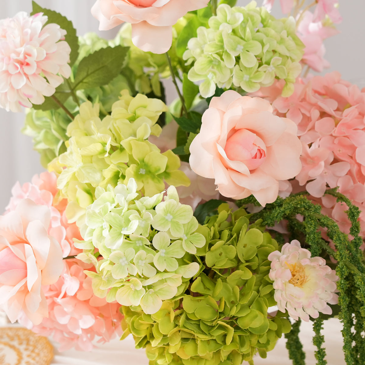 Artificial mixed flower table arrangement for event decor