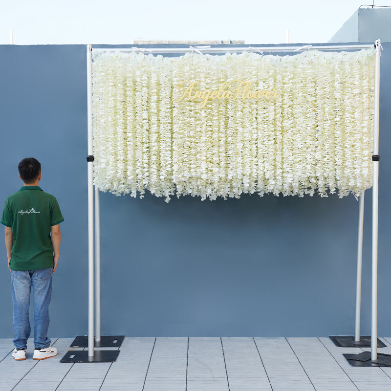 Rear fabric backing view of wisteria hanging floral panel