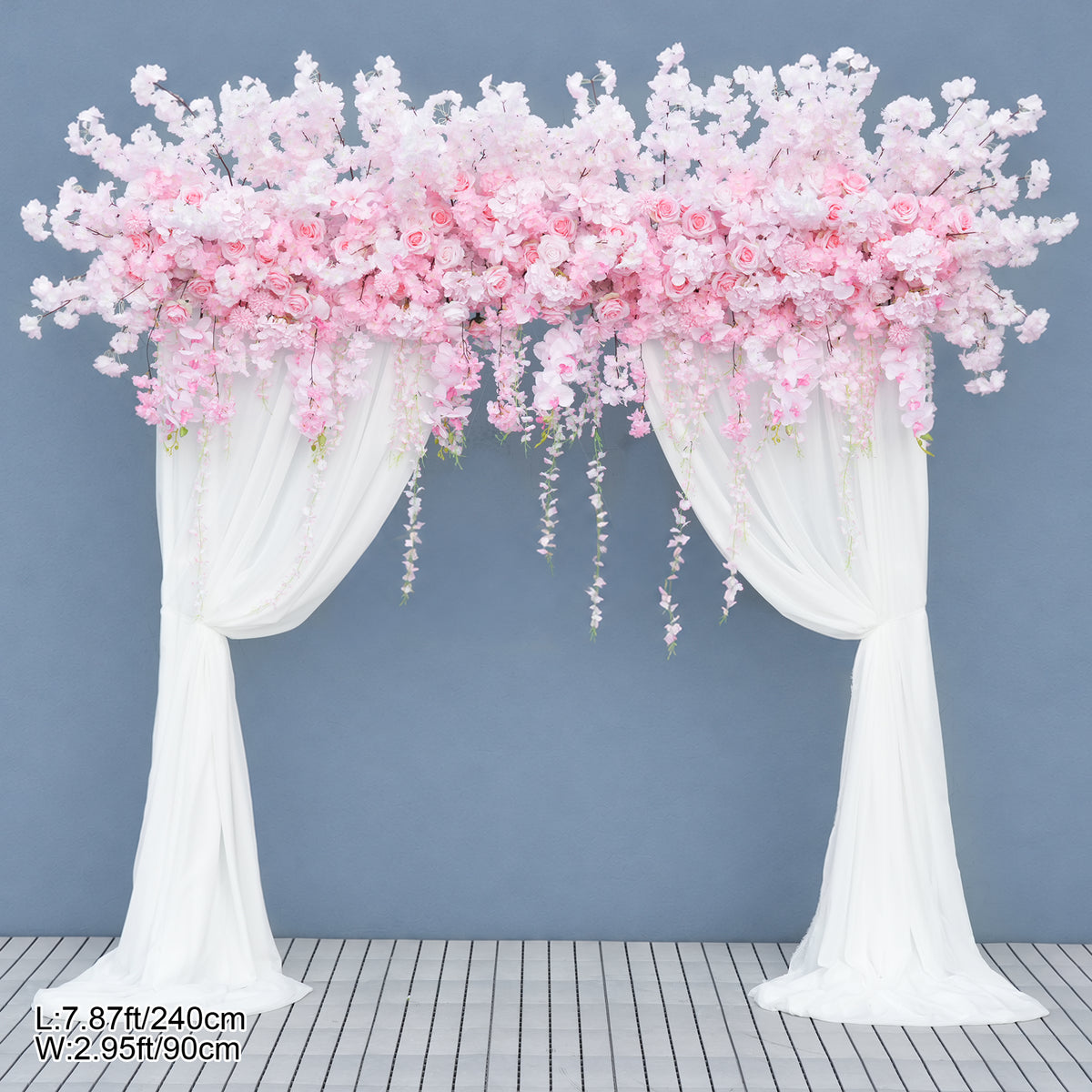 pink wisteria garland drape for photo booth
