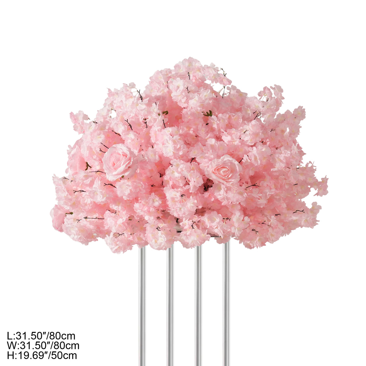 Cherry blossom pink sphere on minimalist white display stand