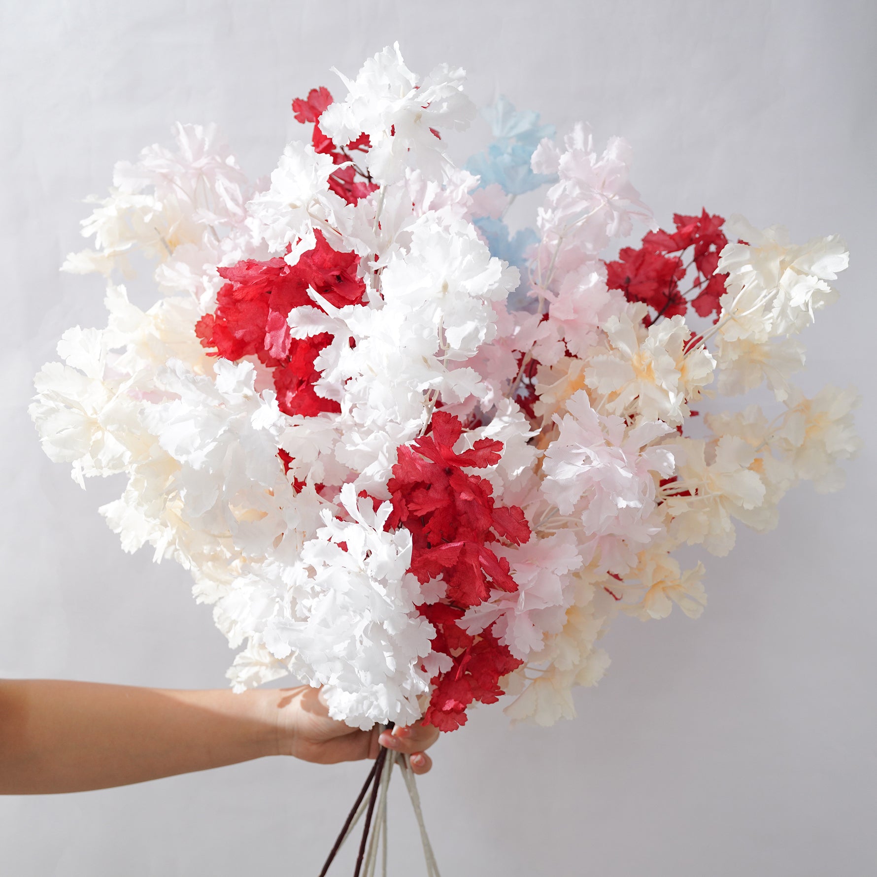White Silk Cherry Blossom Decor Branch