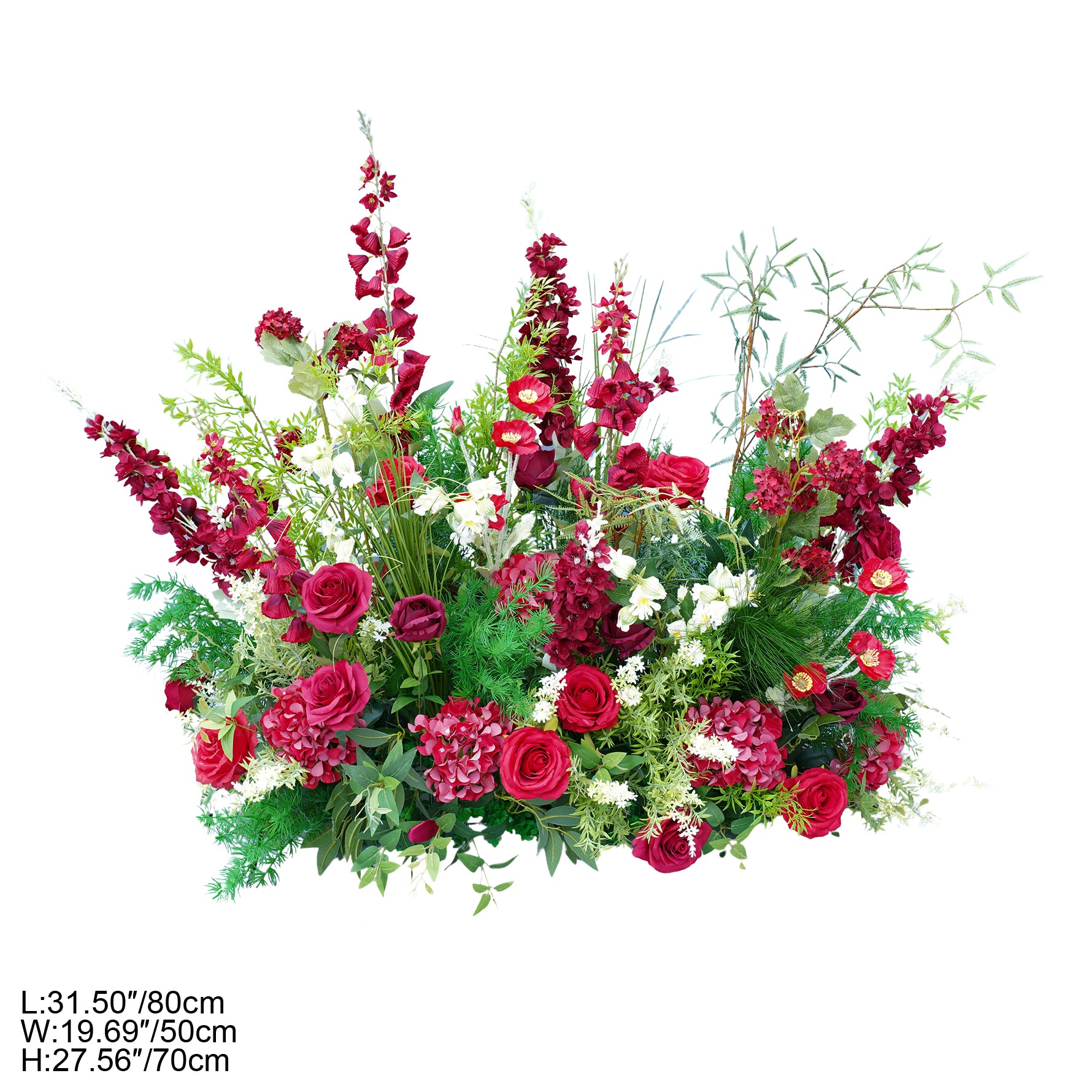 Sophisticated Red Floral Installation for Wedding Aisle Setting