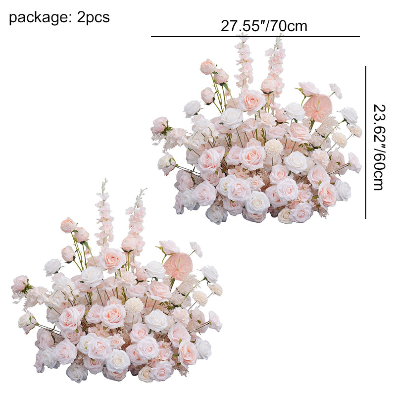 Romantic Pink Floral Decor with Rose Flower Columns