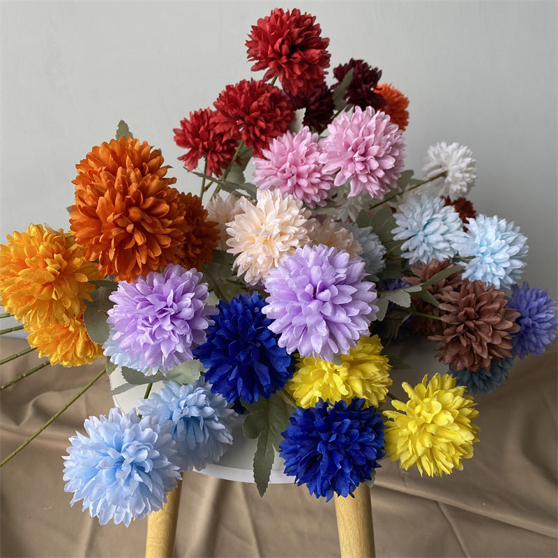 Colorful Faux Dahlia Blooms with Long Green Stems