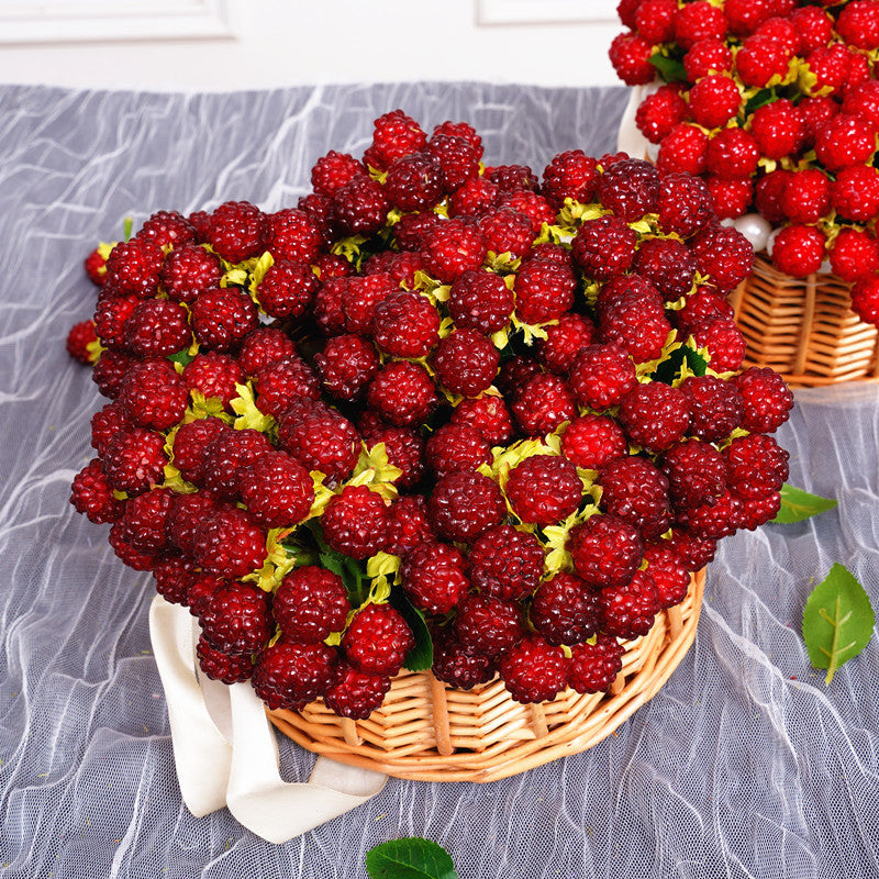 realistic fake raspberry cluster sprig for centerpiece decor