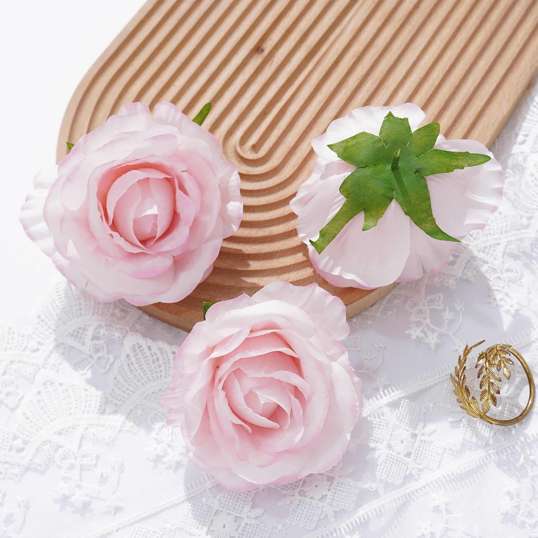 Soft fabric rose heads for wedding centerpiece decoration
