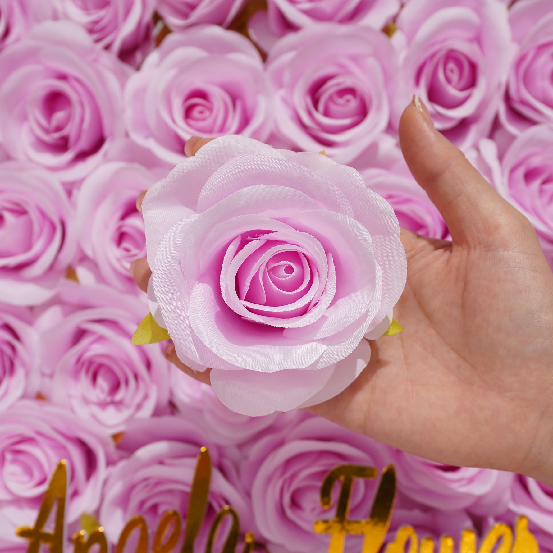 blush faux rose head close shot wedding decor flower
