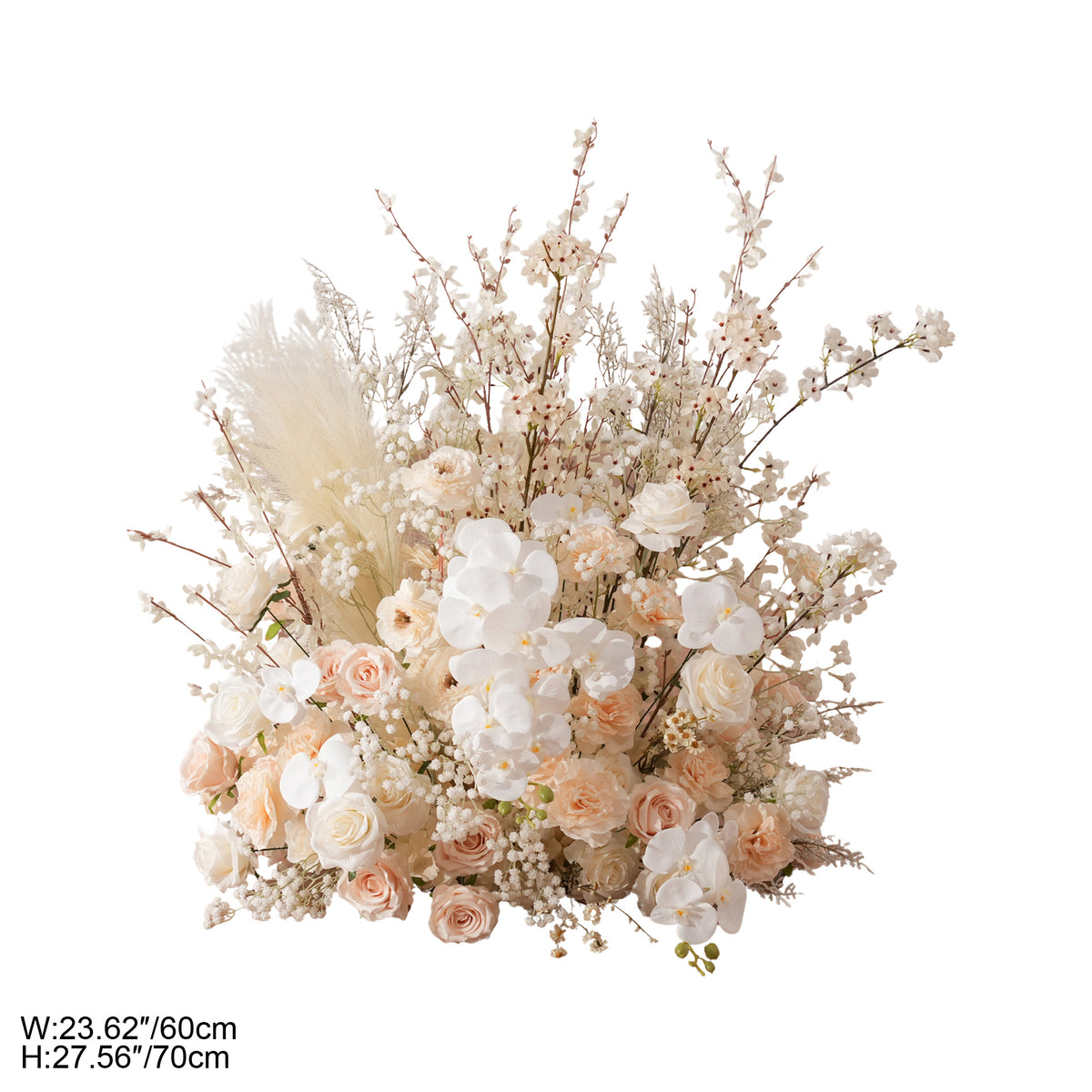 Neutral beige tone wedding arch flower installation sample