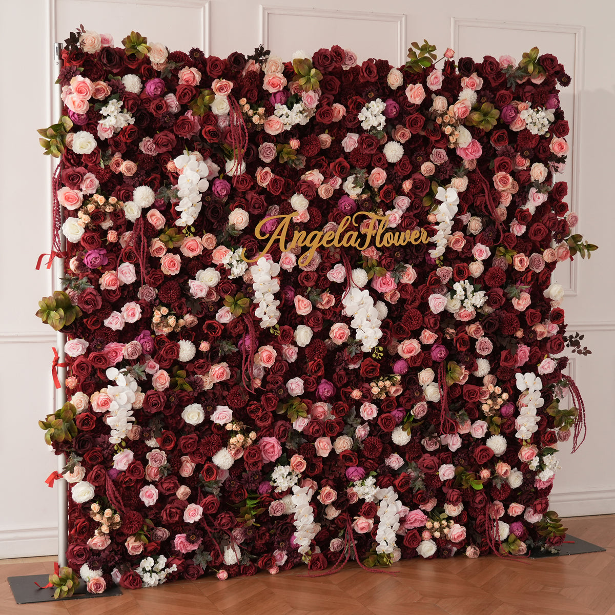 Rich layered texture of multi-floral artificial flower wall
