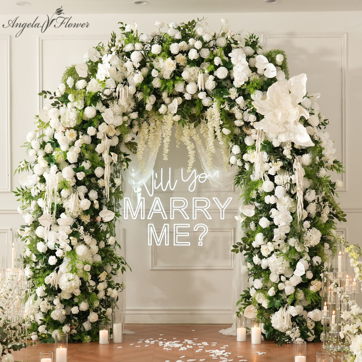 Individual white green flower panel pieces for assembling wedding arch