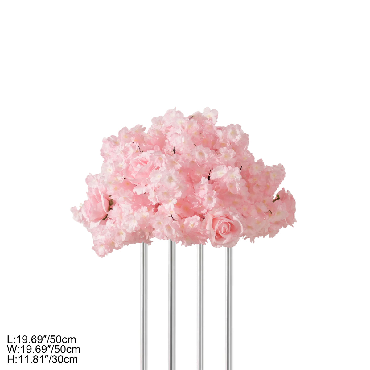 Pastel pink bloom ball quartet for wedding reception area