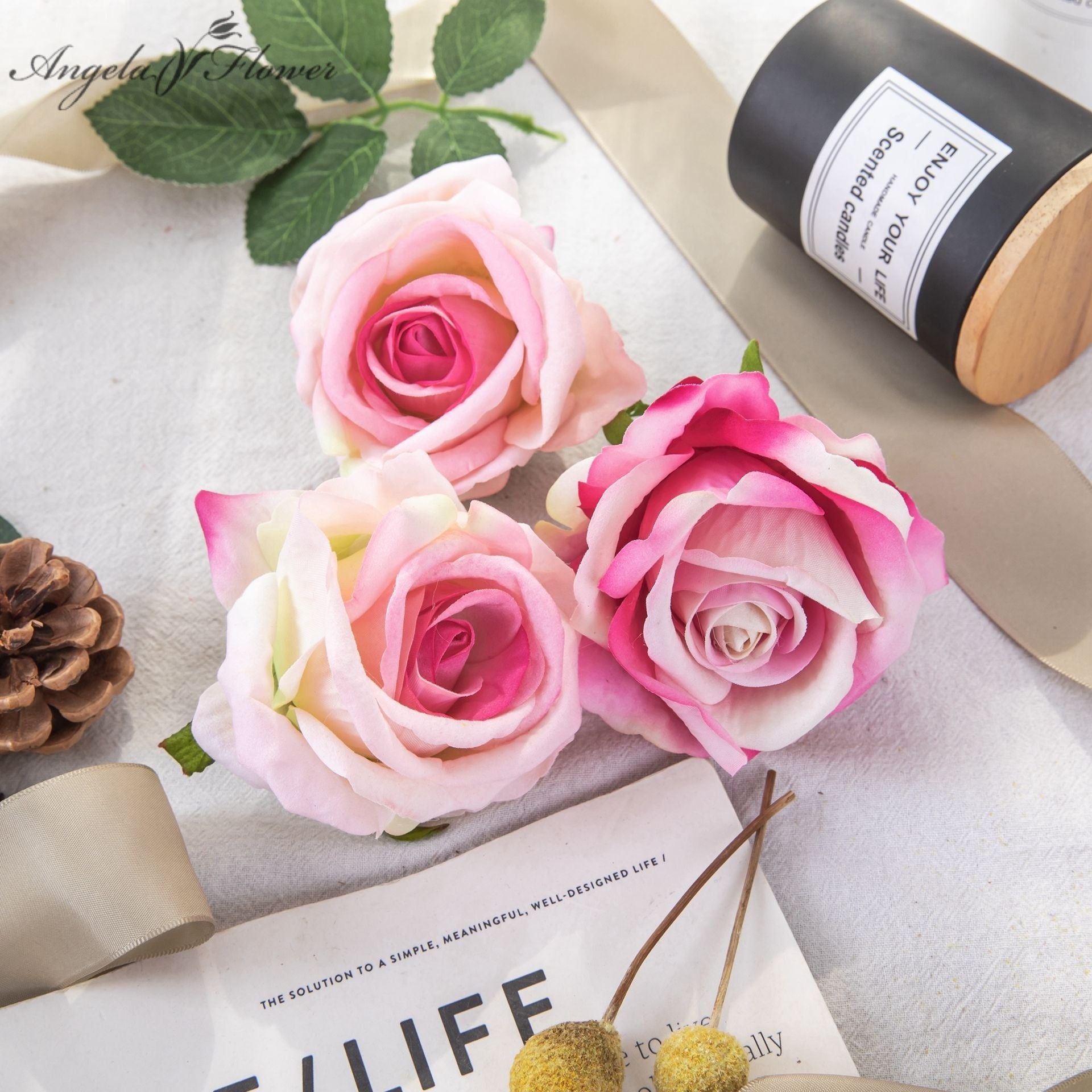 Artificial Silk Rose Flower Heads