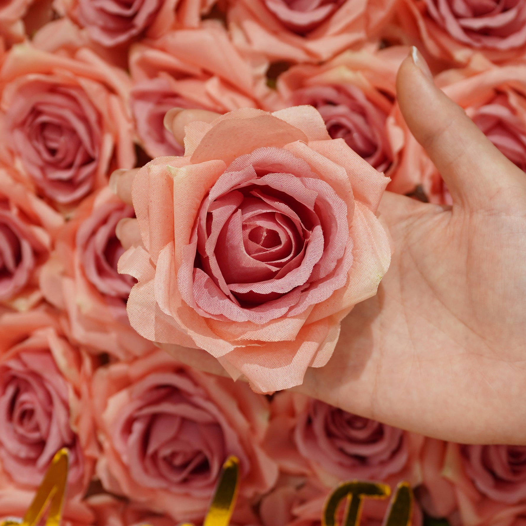 Assorted fake rose blooms display