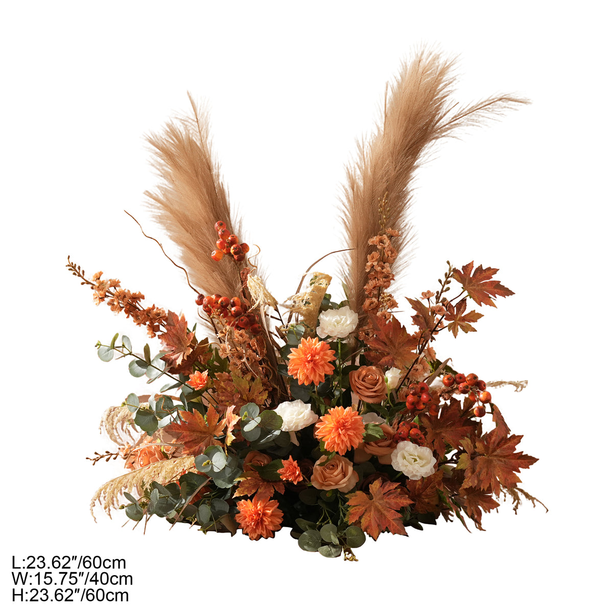 Warm earth tone fall faux floral set for ceremony background