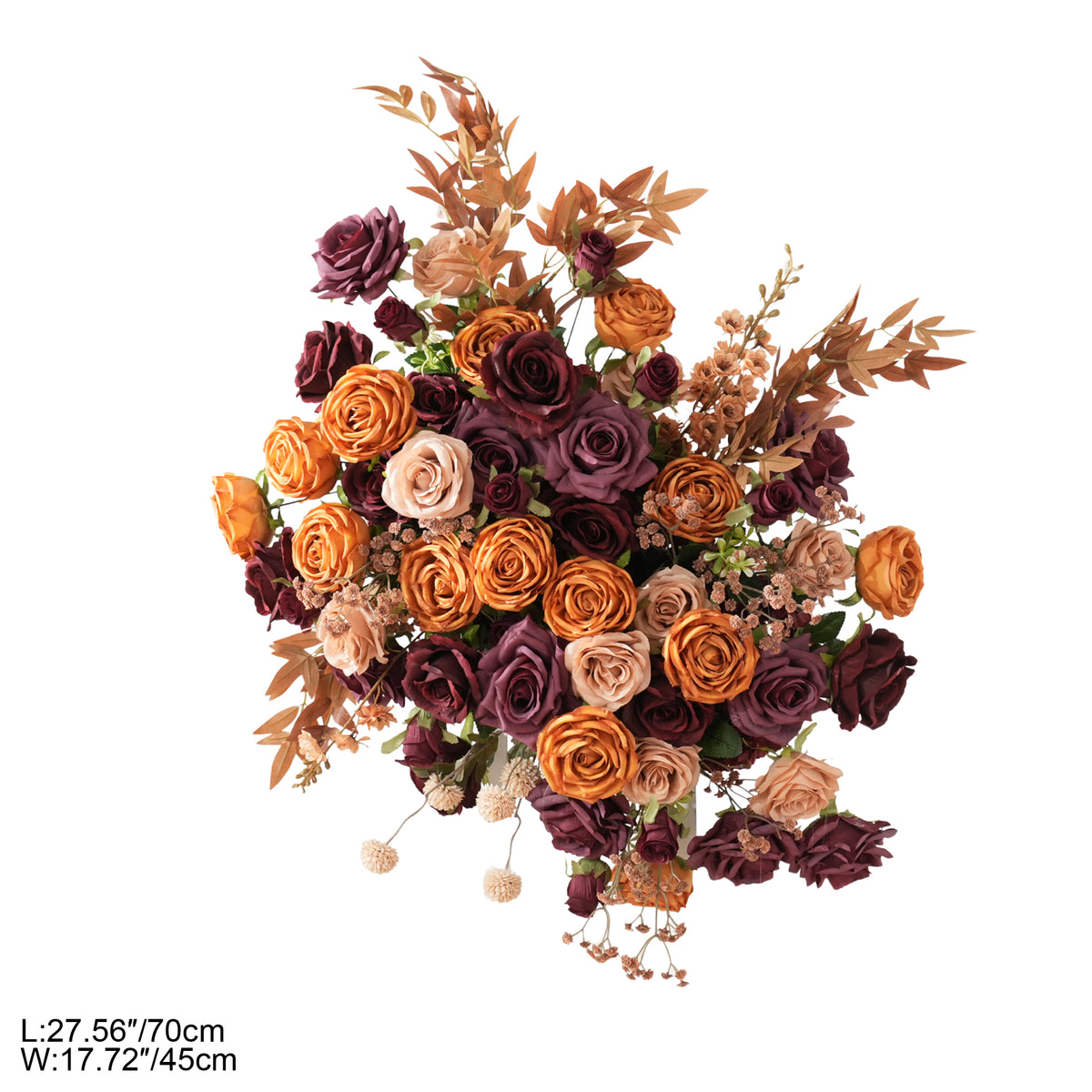 Moody autumn artificial rose flower group for wedding photo background styling