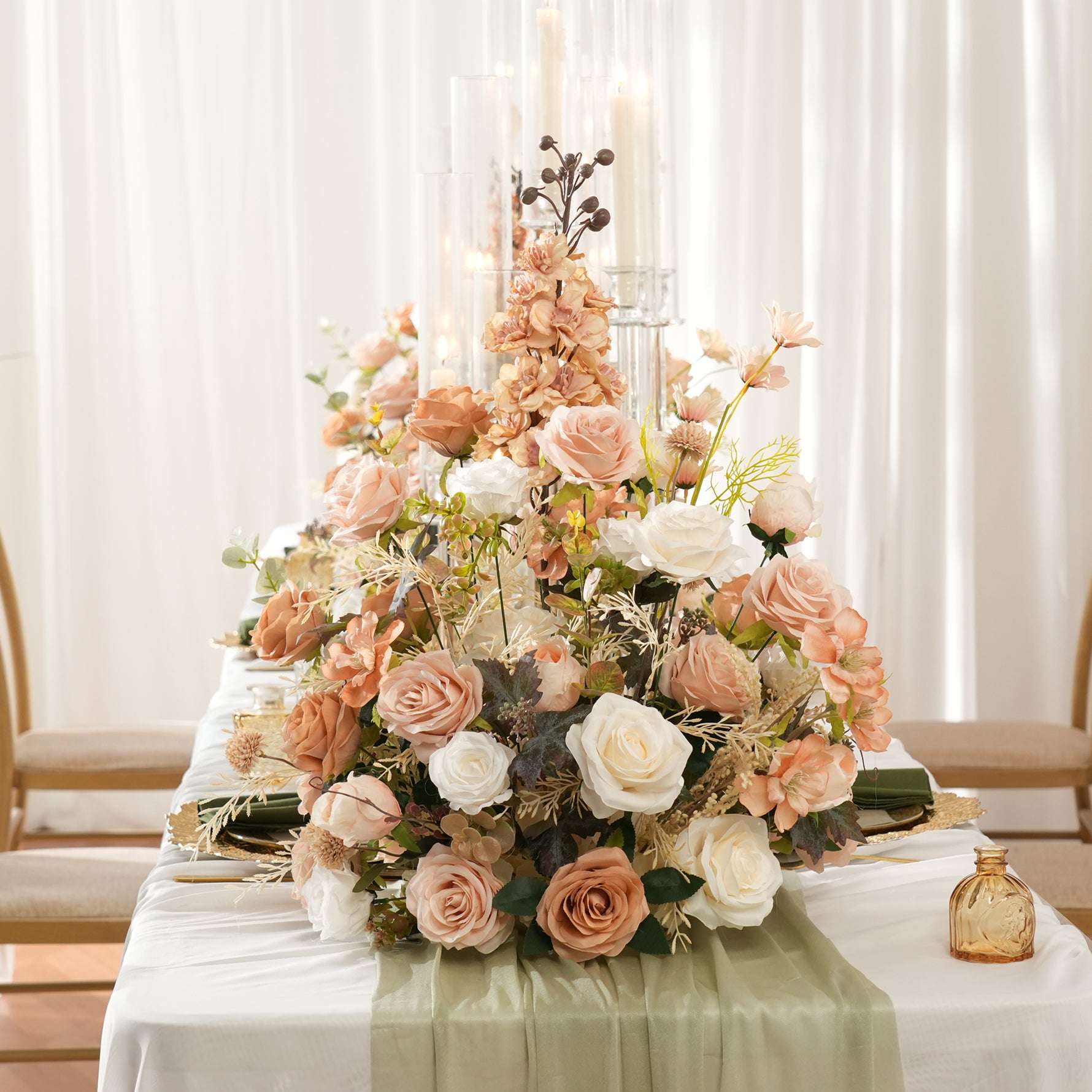 artificial-rose-centerpiece-with-greenery